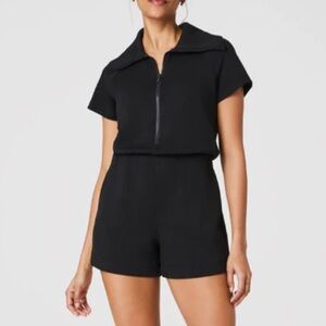 Spanx Air Essential Half Zip Romper in Black 
Sizes S & M NWT